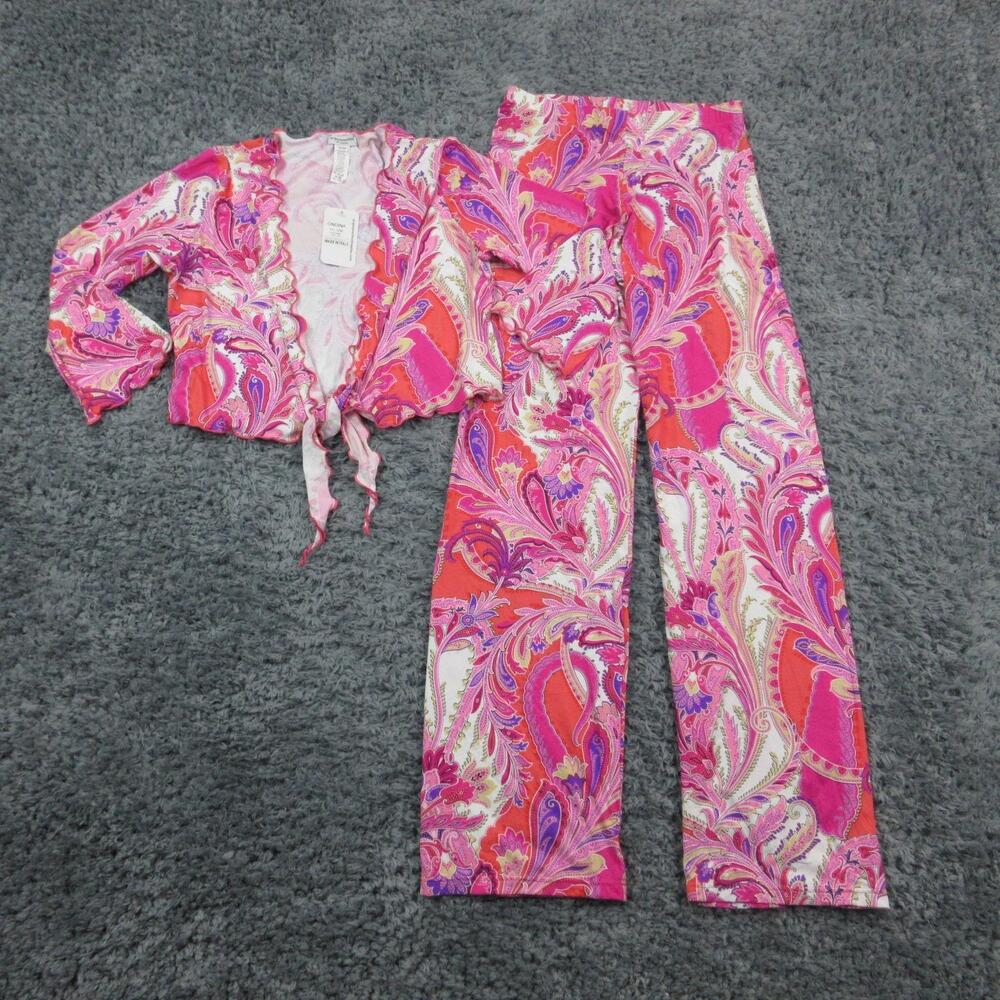 Acquamarina Di Naples Pants Set Womens S/M Pink Paisley Ondina 2 Piece Italy NWT